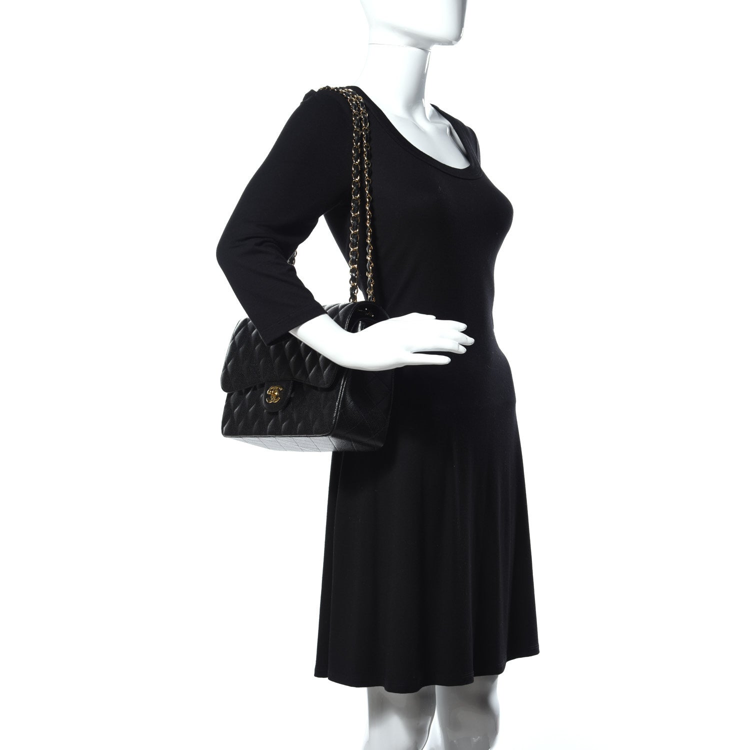 Chanel Caviar Quilted Jumbo Double Flap Black 2 of 17