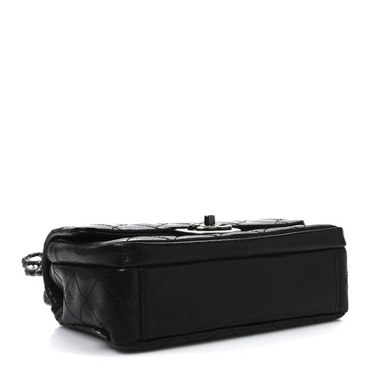 Chanel Shiny Goatskin Quilted Small Double Carry Waist Chain Flap Black 4 of 11