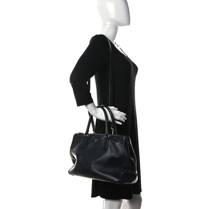 Prada City Calf Hand Stitched Medium Galleria Double Zip Tote Black 2 of 14