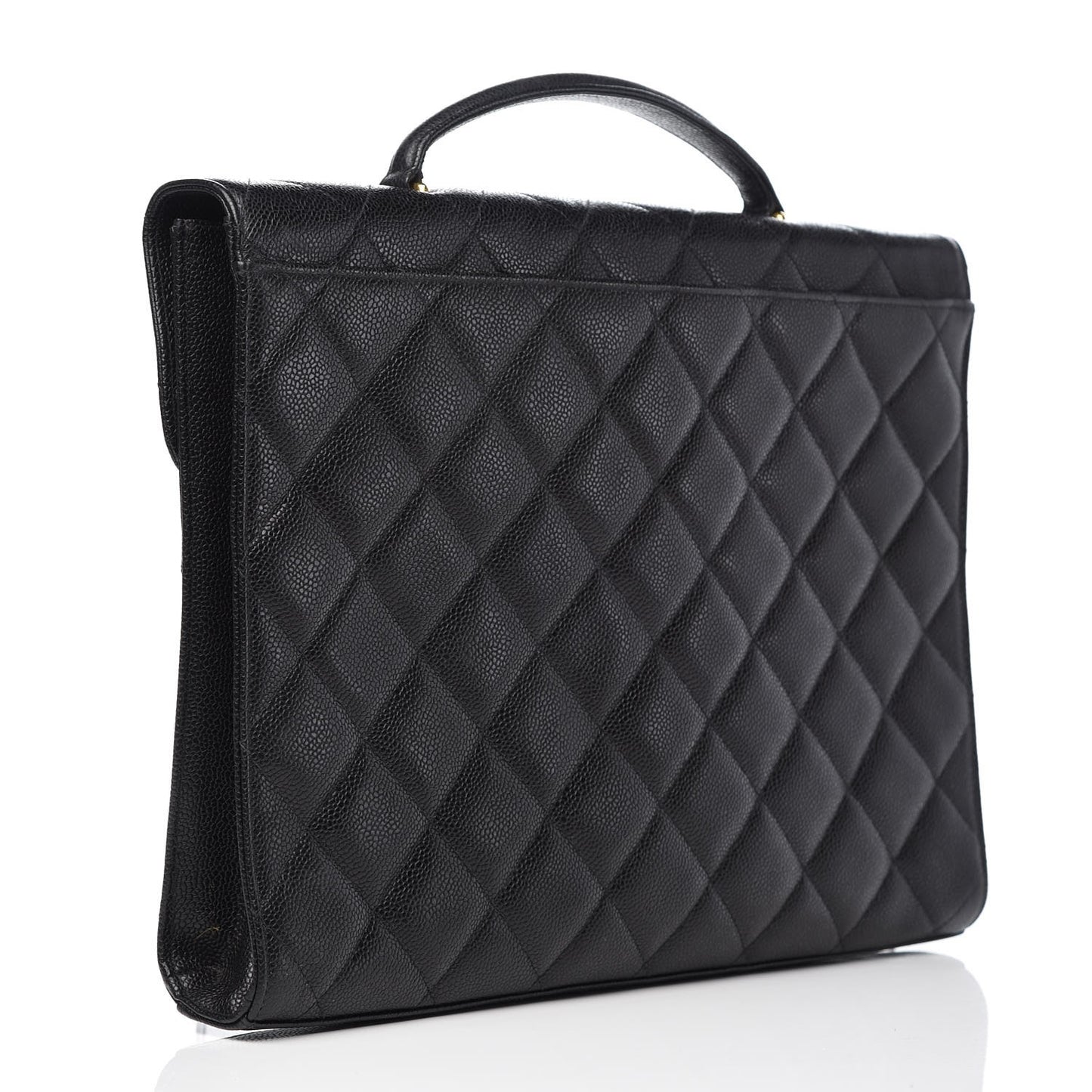 Caviar Quilted Briefcase Laptop Bag Black