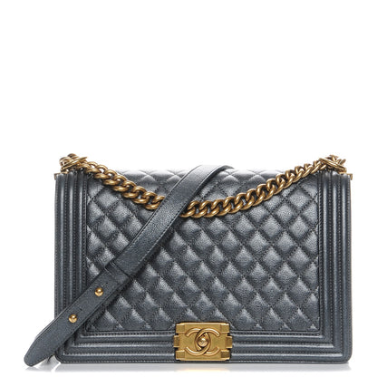 Chanel Metallic Calfskin Quilted New Medium Boy Flap Dark Grey 1 of 8
