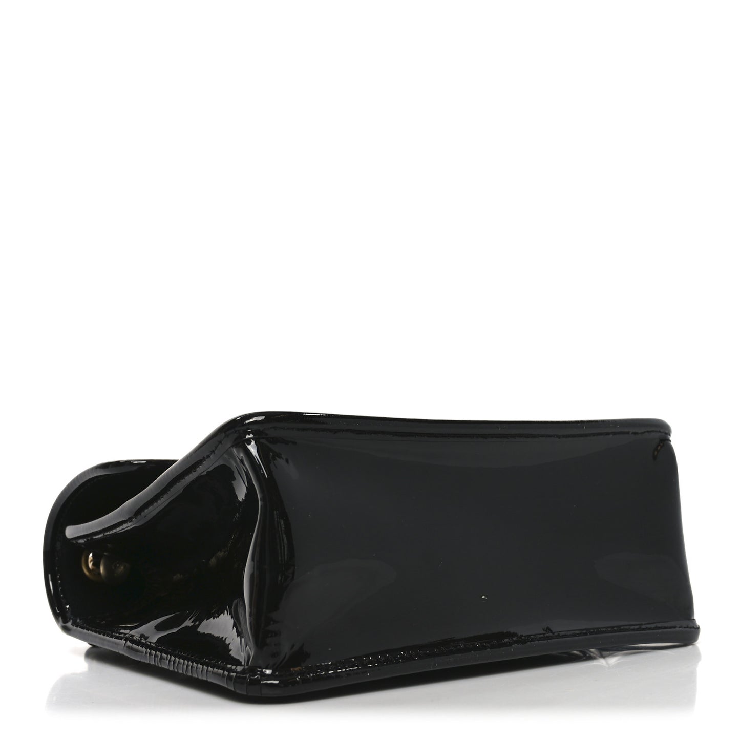 Patent Quilted Mini Graphic Catch Flap Black