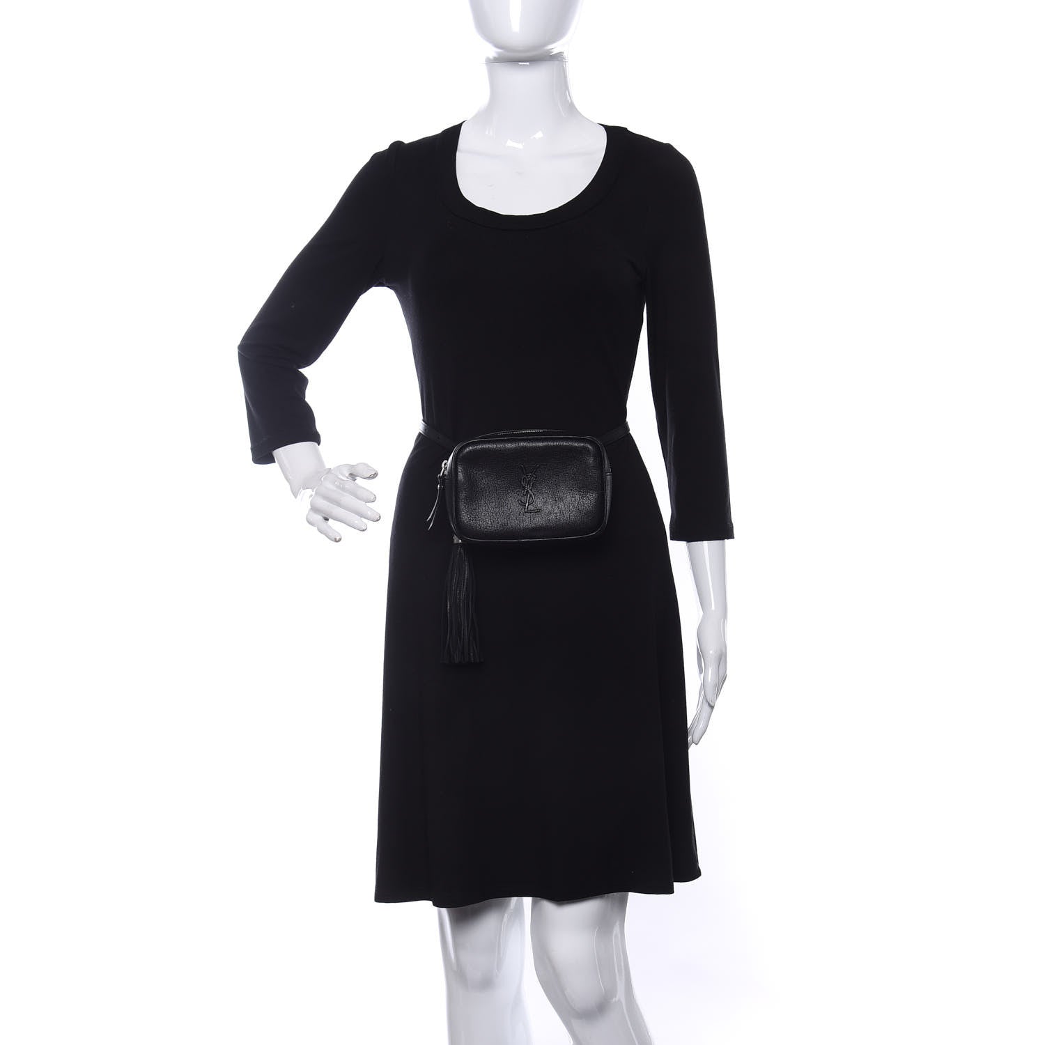 Saint Laurent Lambskin Monogram Lou Belt Bag Black 2 of 10