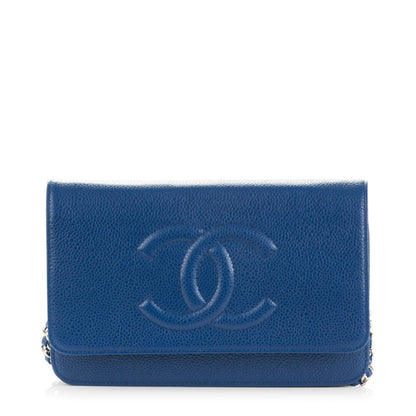 Chanel Caviar Timeless CC Wallet On Chain WOC Blue 1 of 8