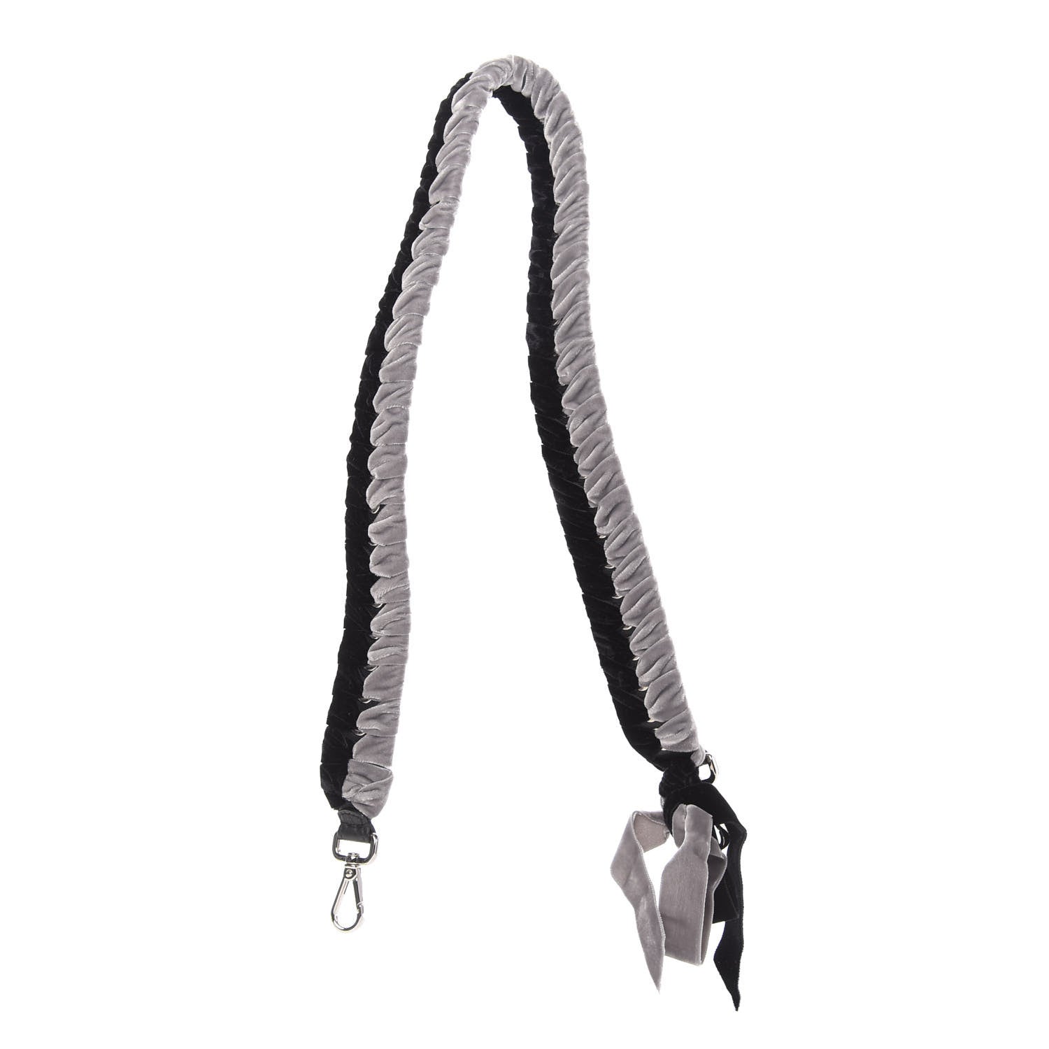 Fendi Velvet Lace Up Strap You Grey Black 1 of 4