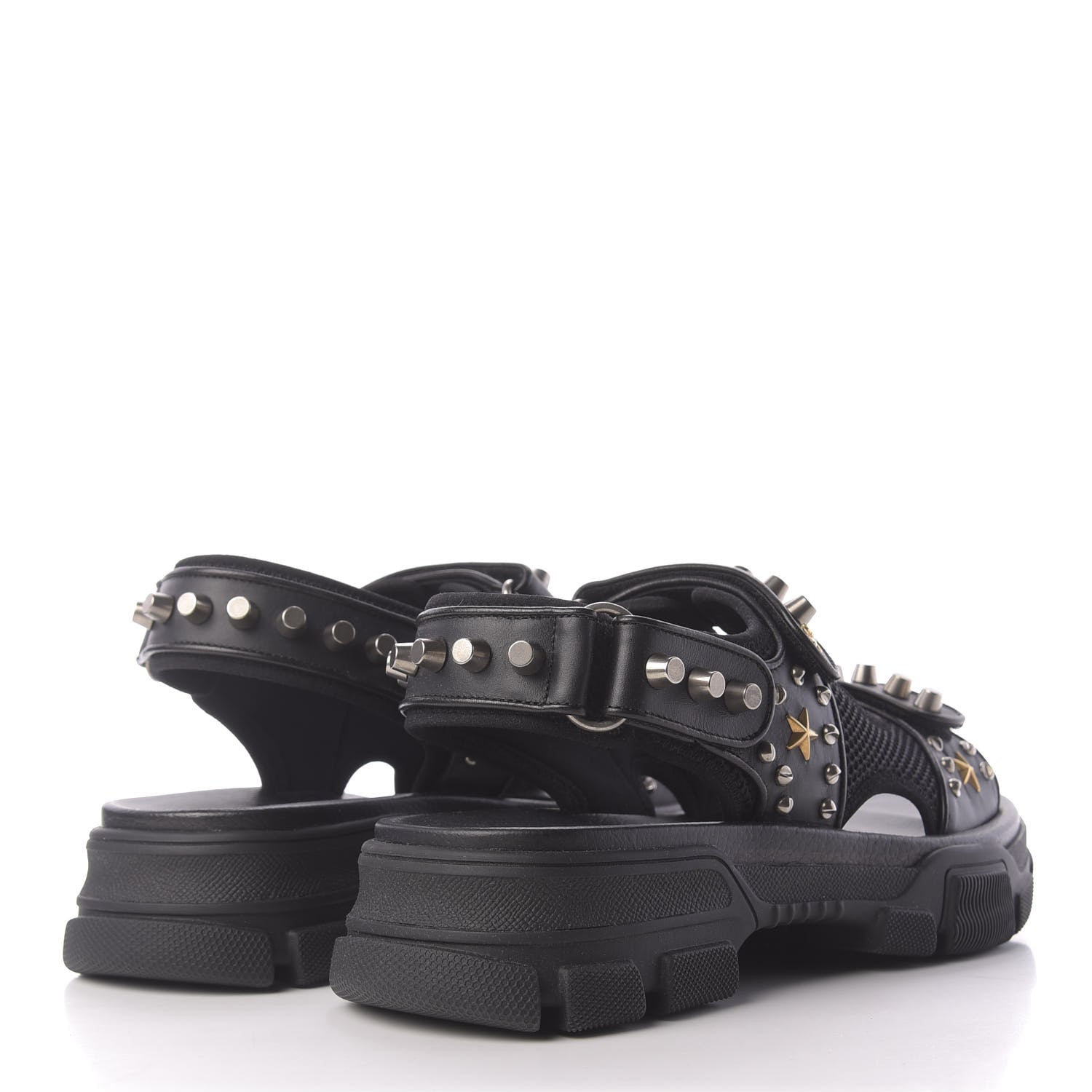 Gucci Nappa Mesh Studded Mens Aguru Sandals 8 Black 4 of 10