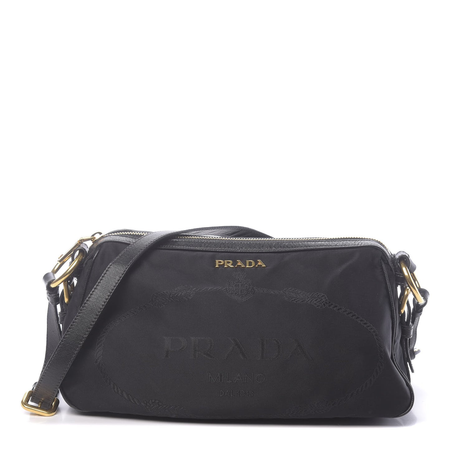 Tessuto Nylon Saffiano Jacquard Logo Crossbody Bag Black