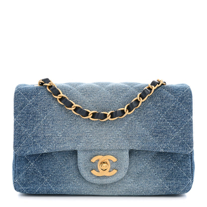 Chanel Washed Denim Quilted Mini Rectangular Flap  Blue 1 of 11