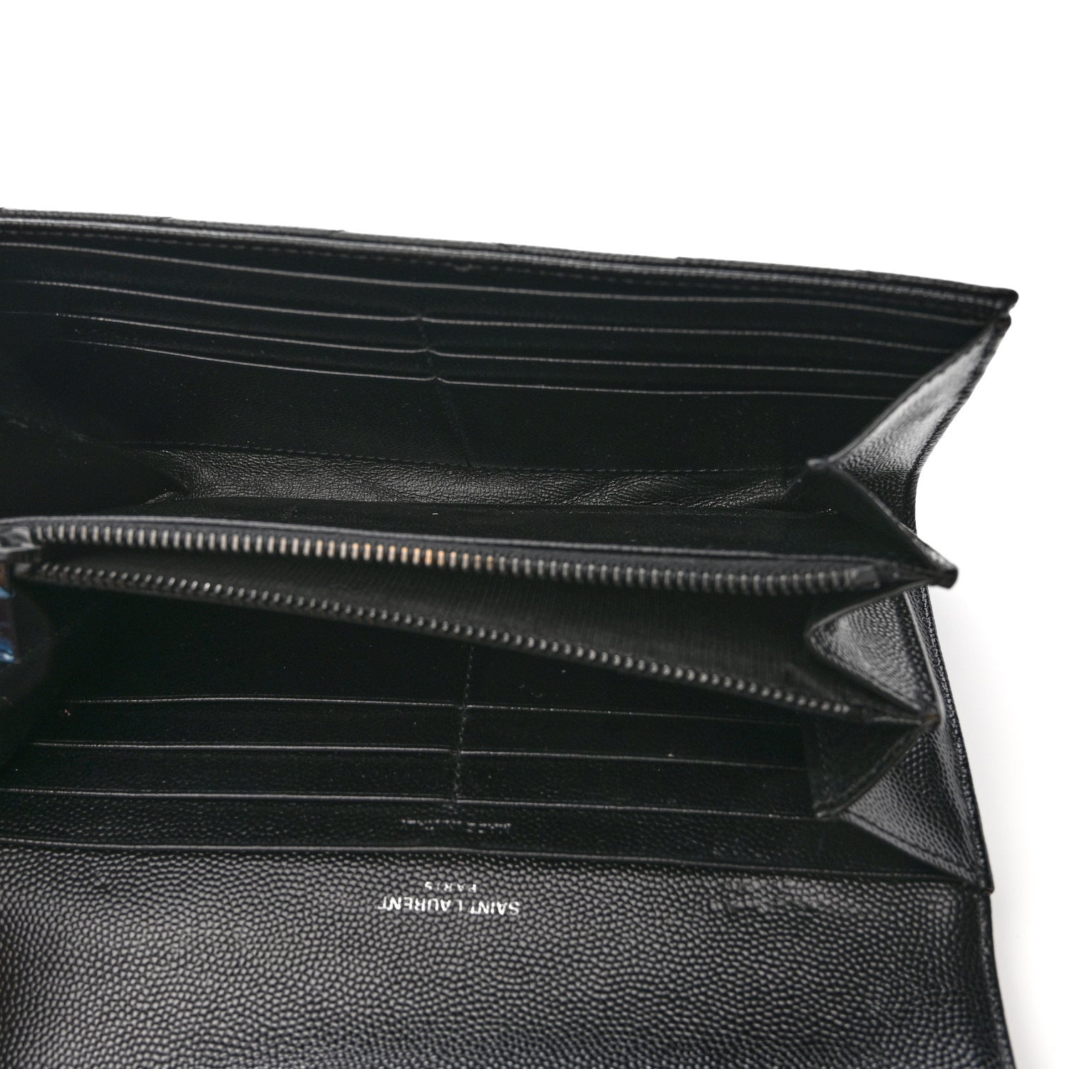 Saint Laurent Grain De Poudre Matelasse Chevron Monogram Flap Wallet Black 5 of 9