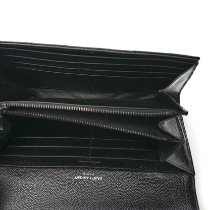 Saint Laurent Grain De Poudre Matelasse Chevron Monogram Flap Wallet Black 5 of 9