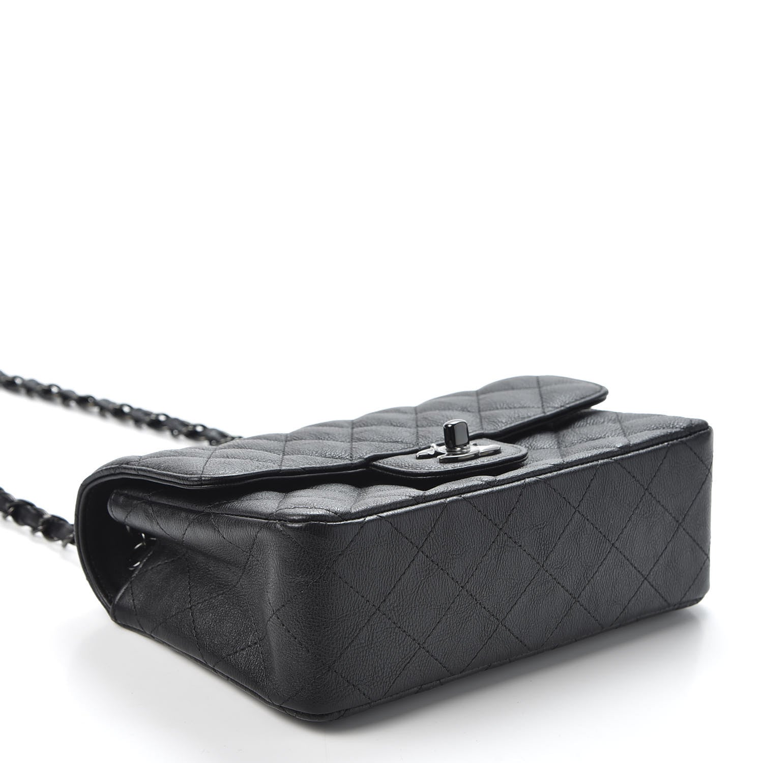Chanel Crumpled Calfskin Quilted Mini Rectangular Flap So Black 3 of 10