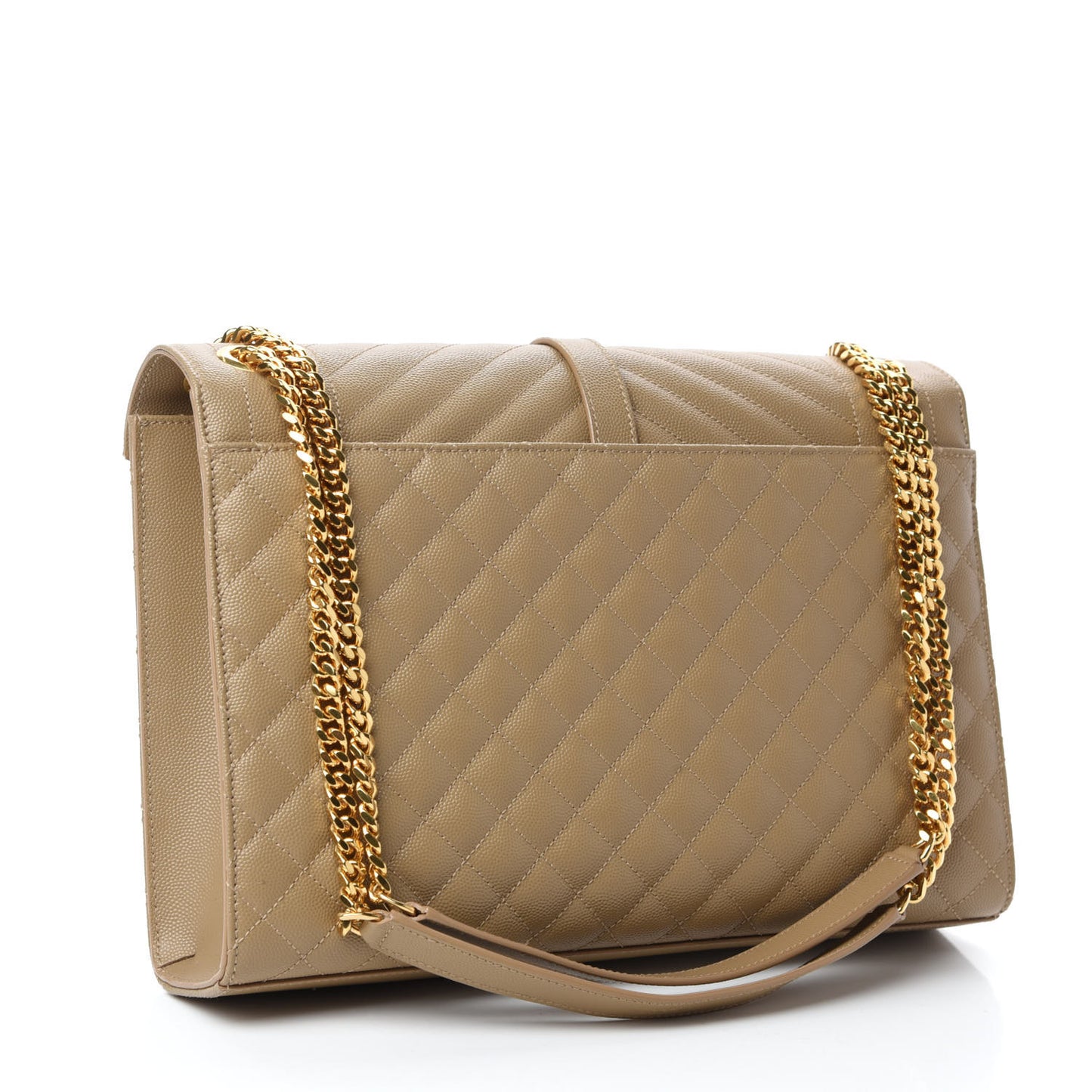 Grain De Poudre Mixed Matelasse Large Triquilt Monogram Satchel Dark Beige