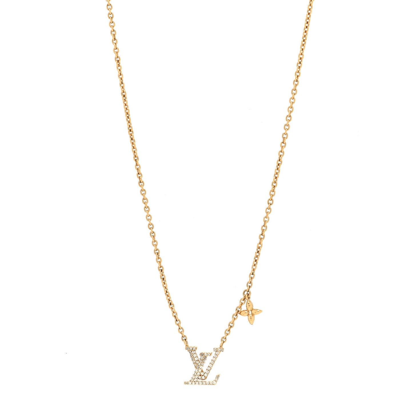 Metal Crystal LV Iconic Necklace Gold