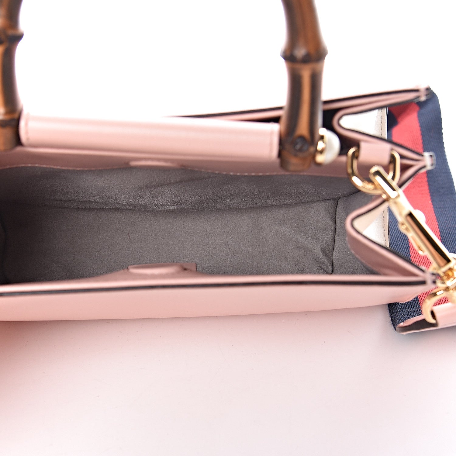 Gucci Nappa Bamboo Web Mini Nymphaea Top Handle Bag Perfect Pink Mystic White 6 of 12