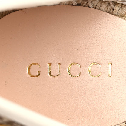 Gucci Monogram Patches Ankle Wrap Platform 35/120mm Espadrille Wedges 35 Beige White 9 of 12