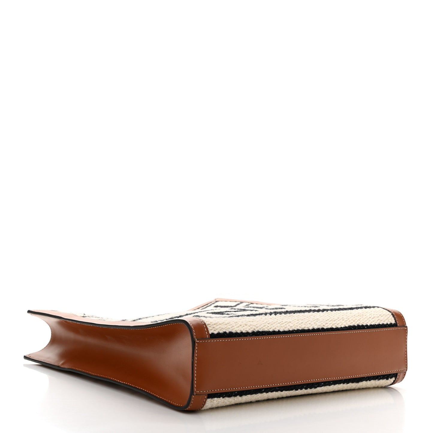 All Over Textile Calfskin Small Vertical Cabas Natural Tan Black
