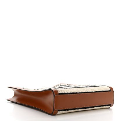 Celine All Over Textile Calfskin Small Vertical Cabas Natural Tan Black 4 of 11