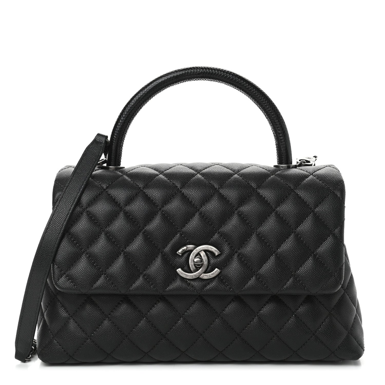 Chanel Caviar Lizard Quilted Small Coco Handle Flap Black 1 of 10