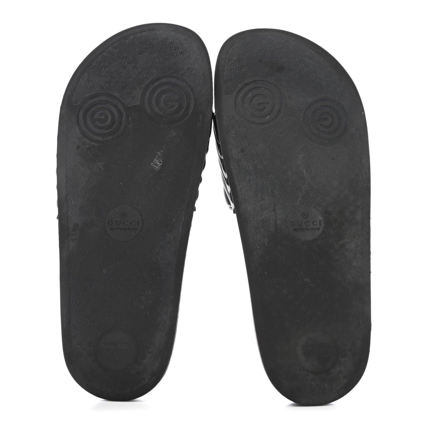 Rubber Matelasse Interlocking G Mens Slide Sandals 7 Black