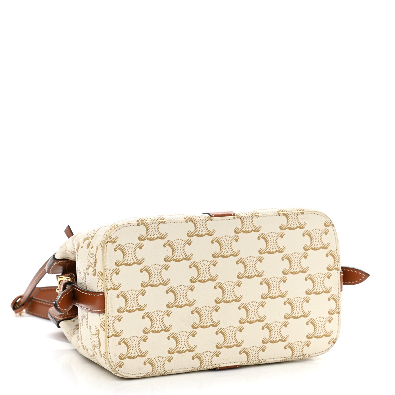 Celine Calfskin Canvas Triomphe Teen Cabas De France White 4 of 10