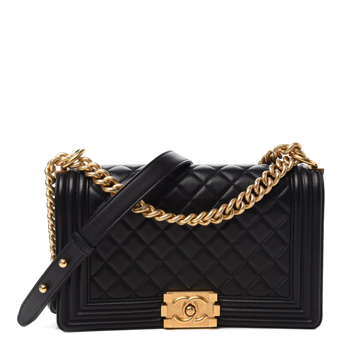 Calfskin Quilted Medium Boy Flap Black