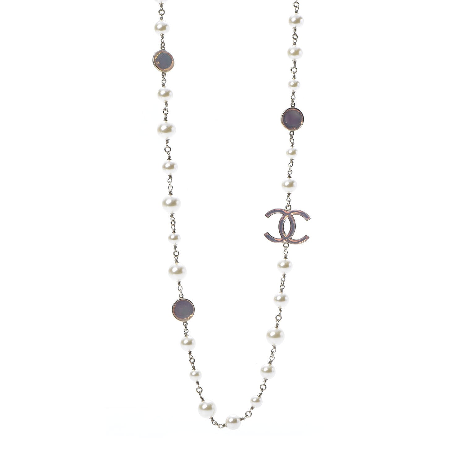 Chanel Graduated Pearl Resin CC Necklace 1 of 7