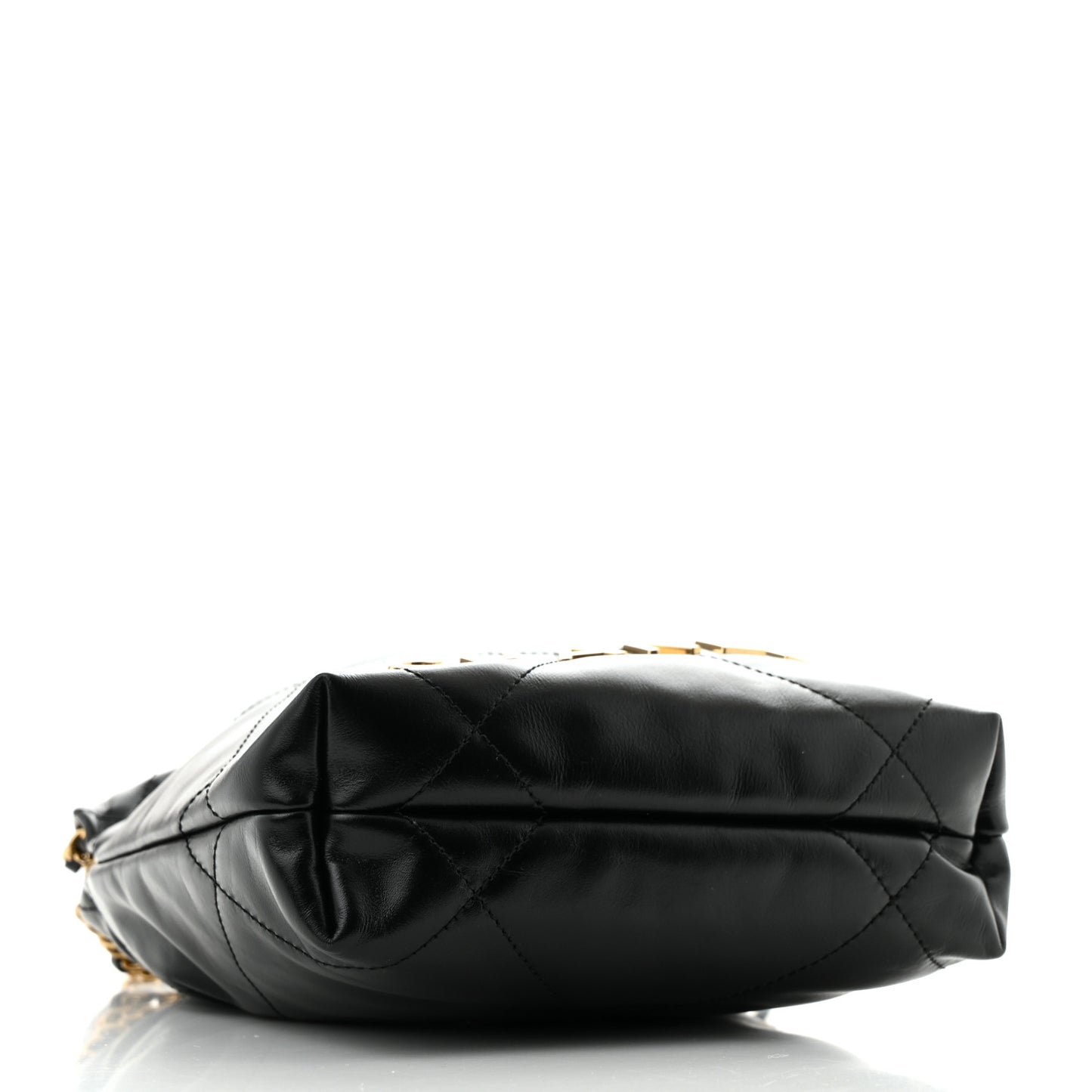 Shiny Calfskin Quilted Pearl CC Chain Mini Chanel 22 Black