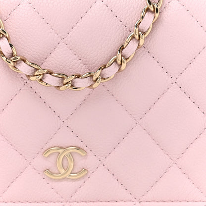 Chanel Caviar Quilted Tiny CC Wallet On Chain WOC Light Pink 8 of 11