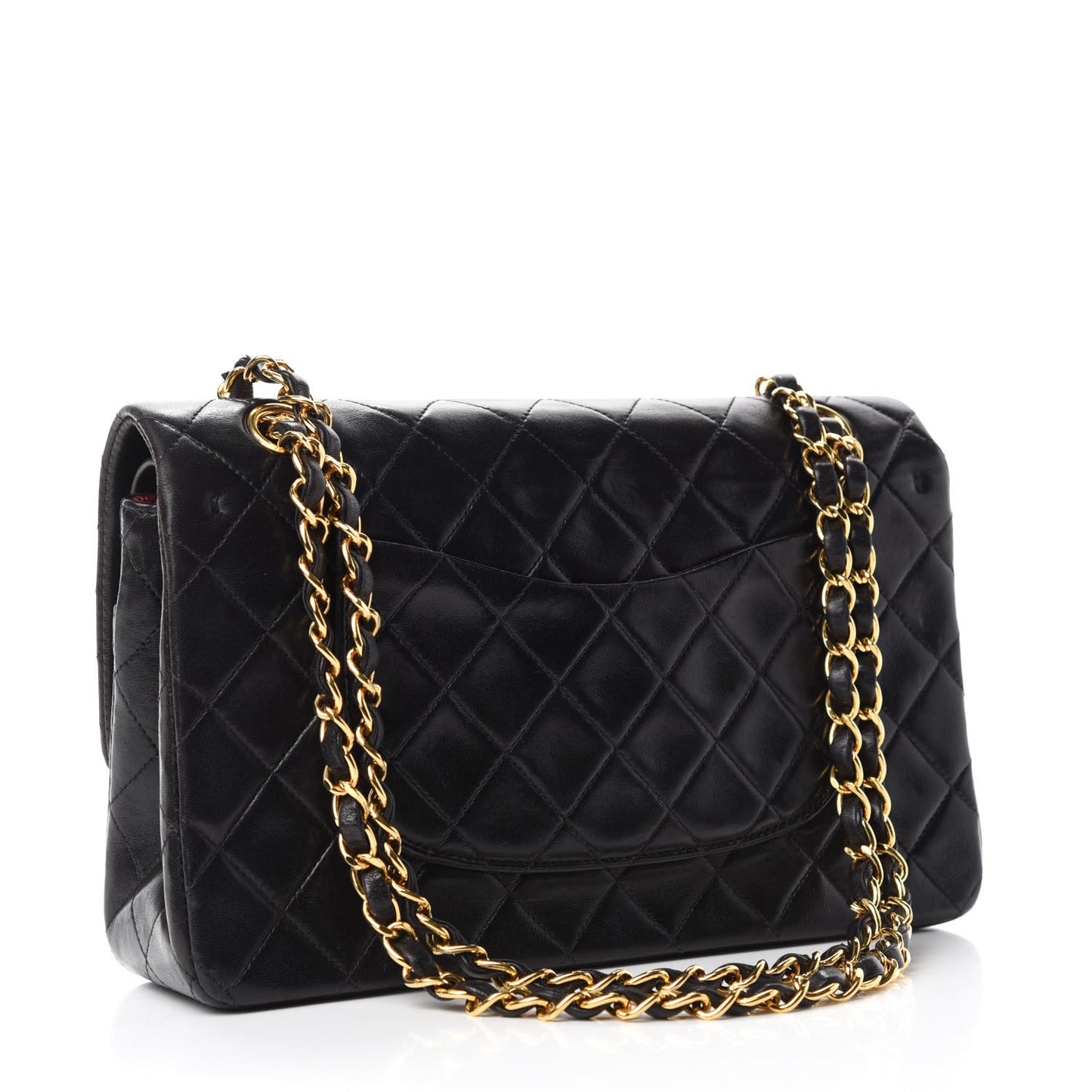Lambskin Quilted Medium Double Flap Black