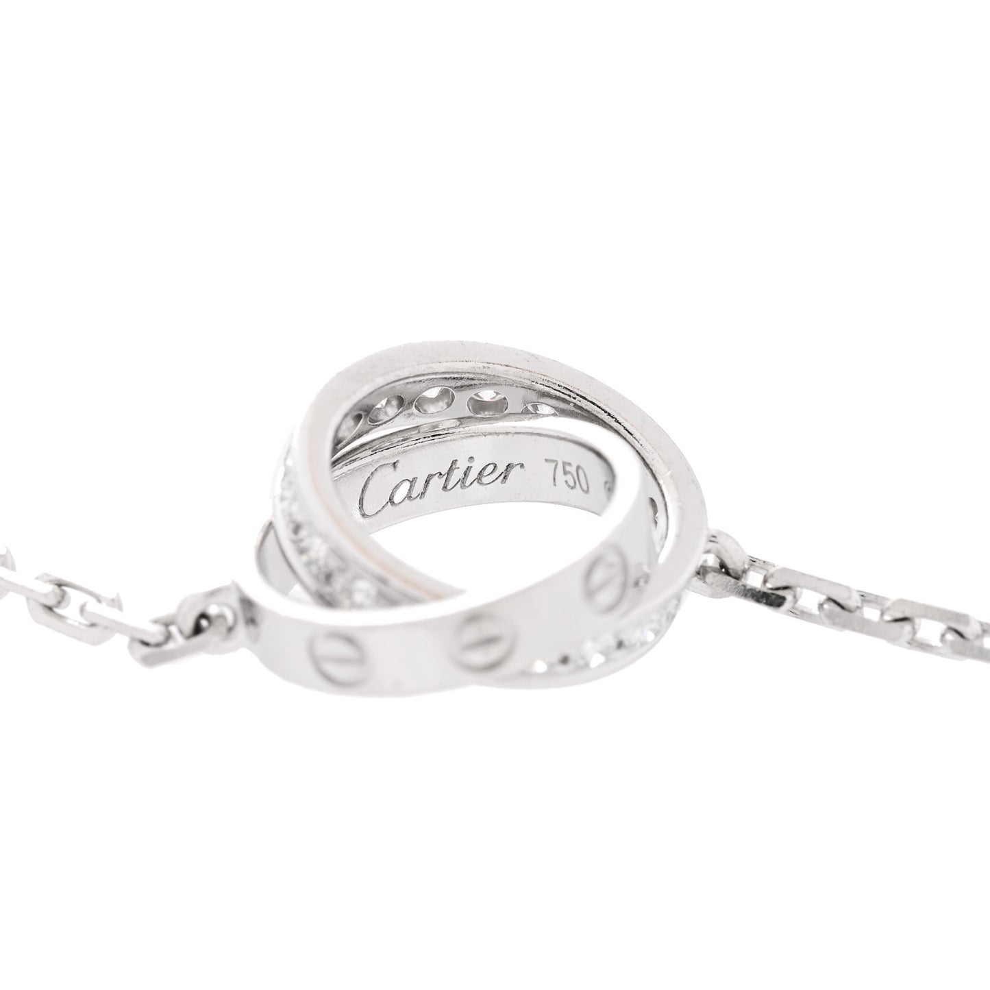 18K White Gold Diamond Interlocking LOVE Necklace