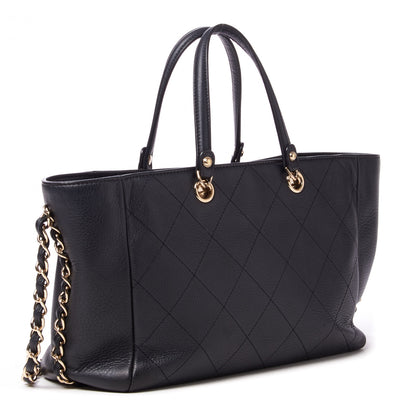 Chanel Bullskin Stitched Small Shopping Tote Black 2 of 10