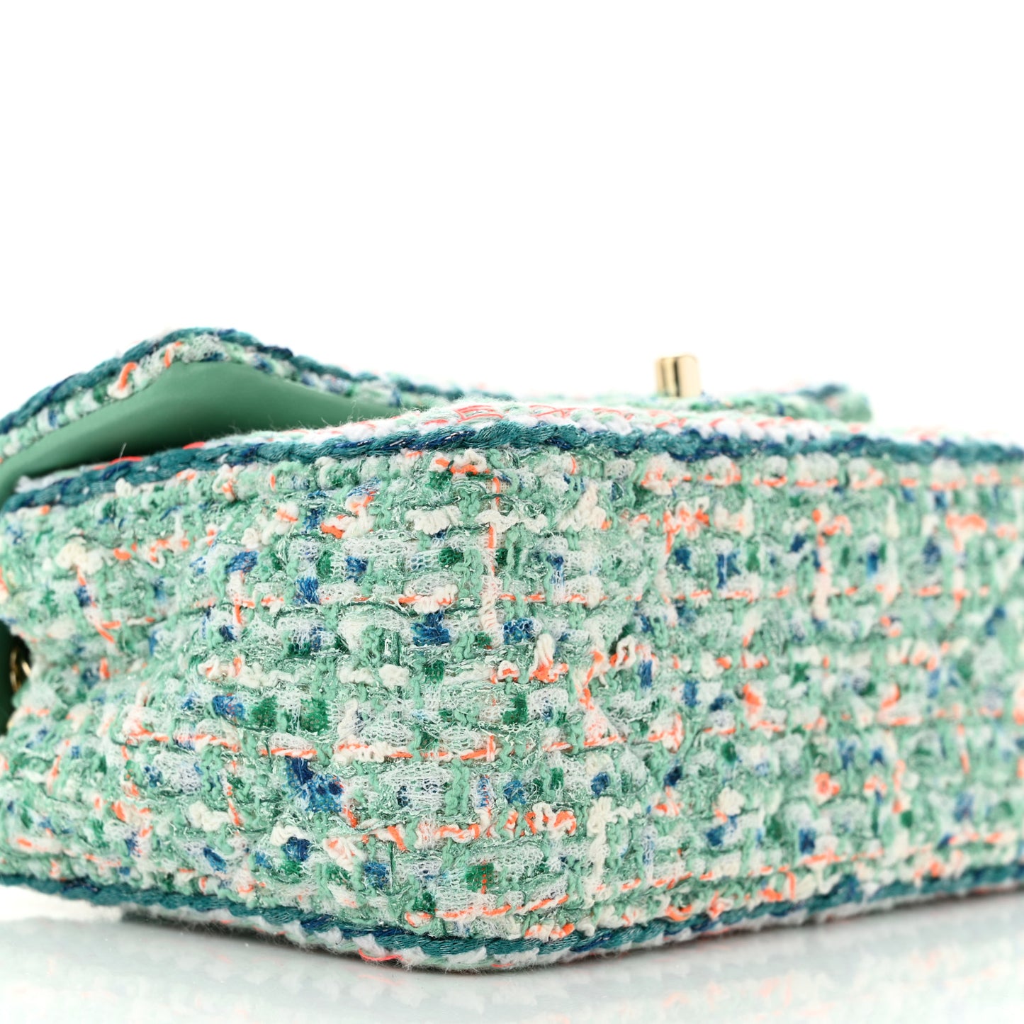 Tweed Quilted Mini Rectangular Flap Green White Blue Orange