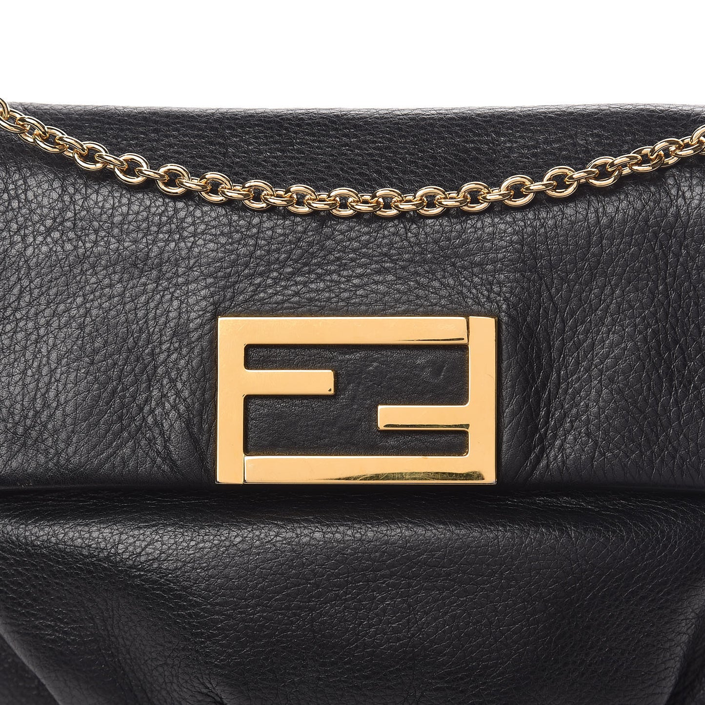 Vitello Flamingo Fendista Pouchette Crossbody Black