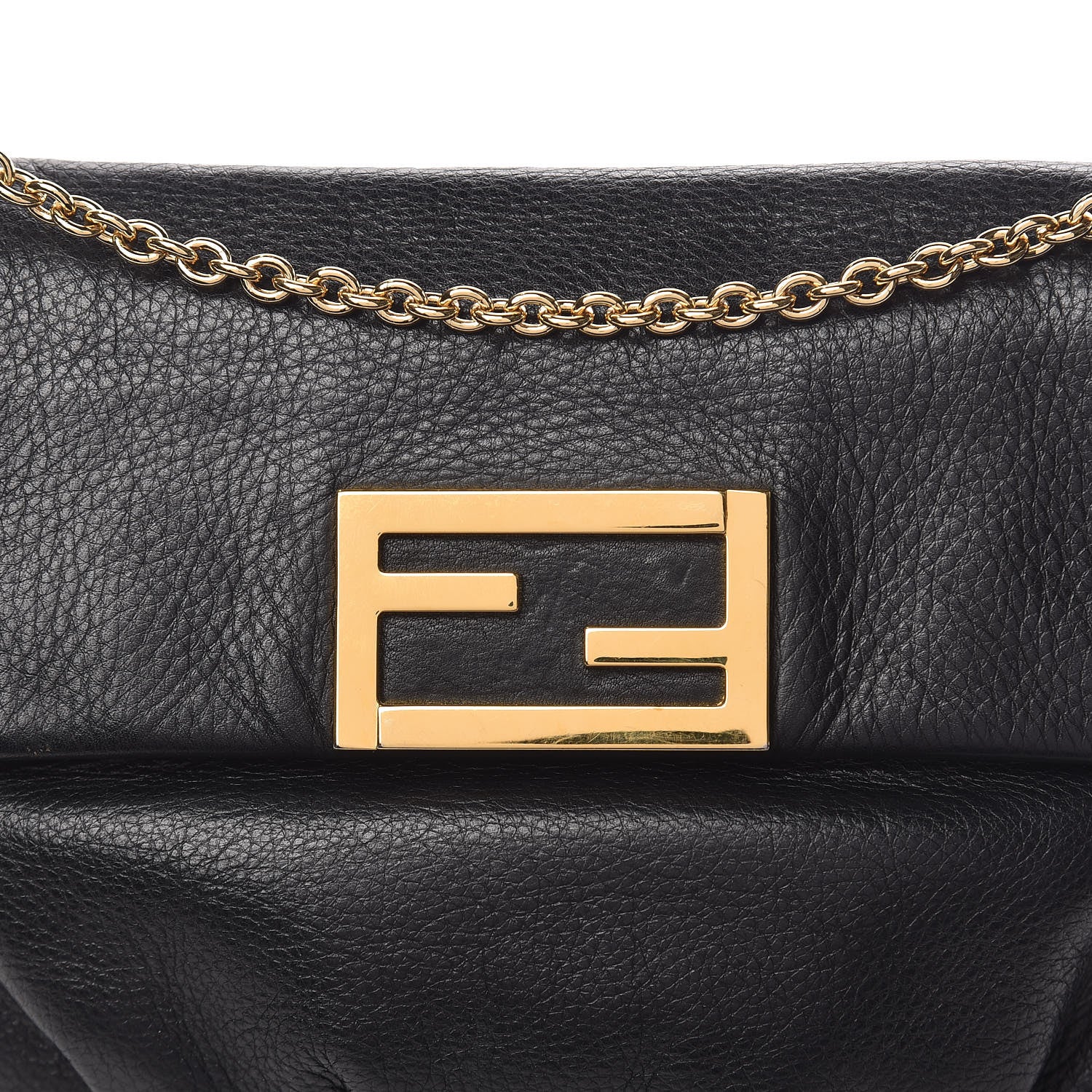 Fendi Vitello Flamingo Fendista Pouchette Crossbody Black 10 of 10