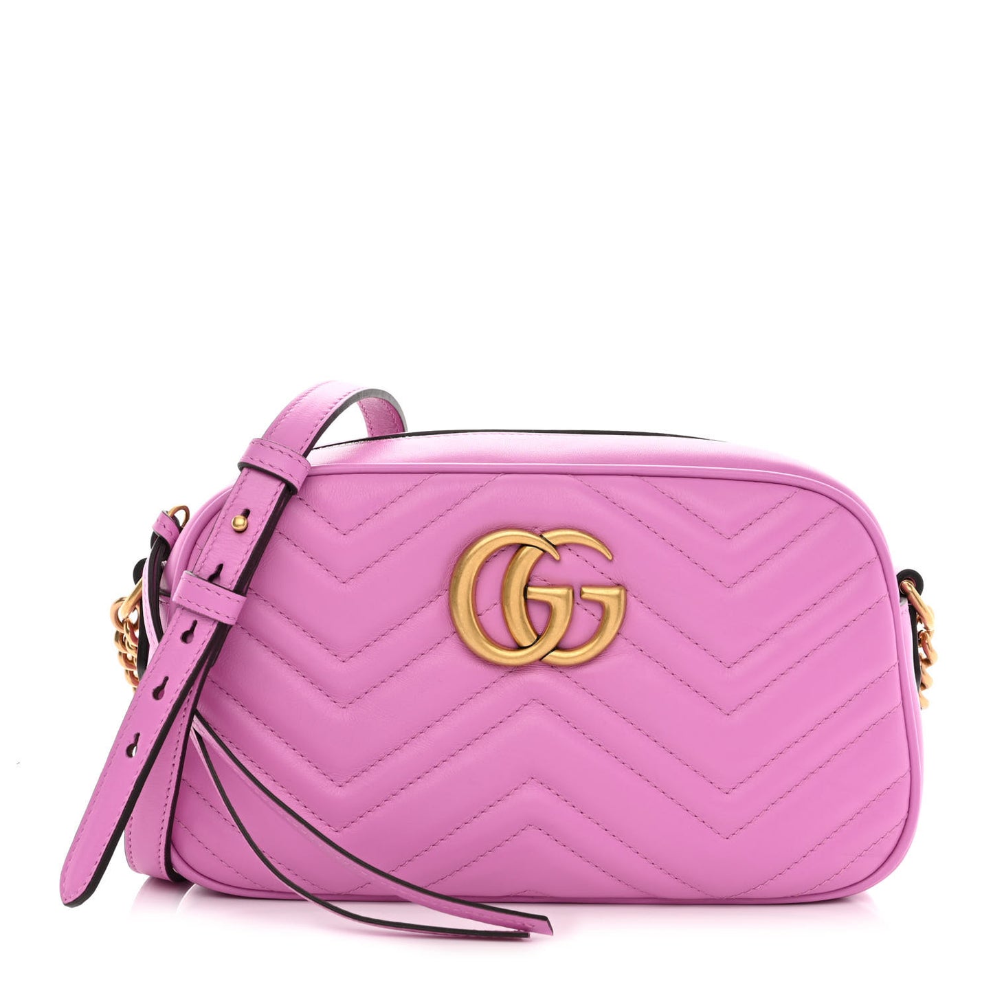 Calfskin Matelasse Small GG Marmont Chain Shoulder Bag Candy Mousse