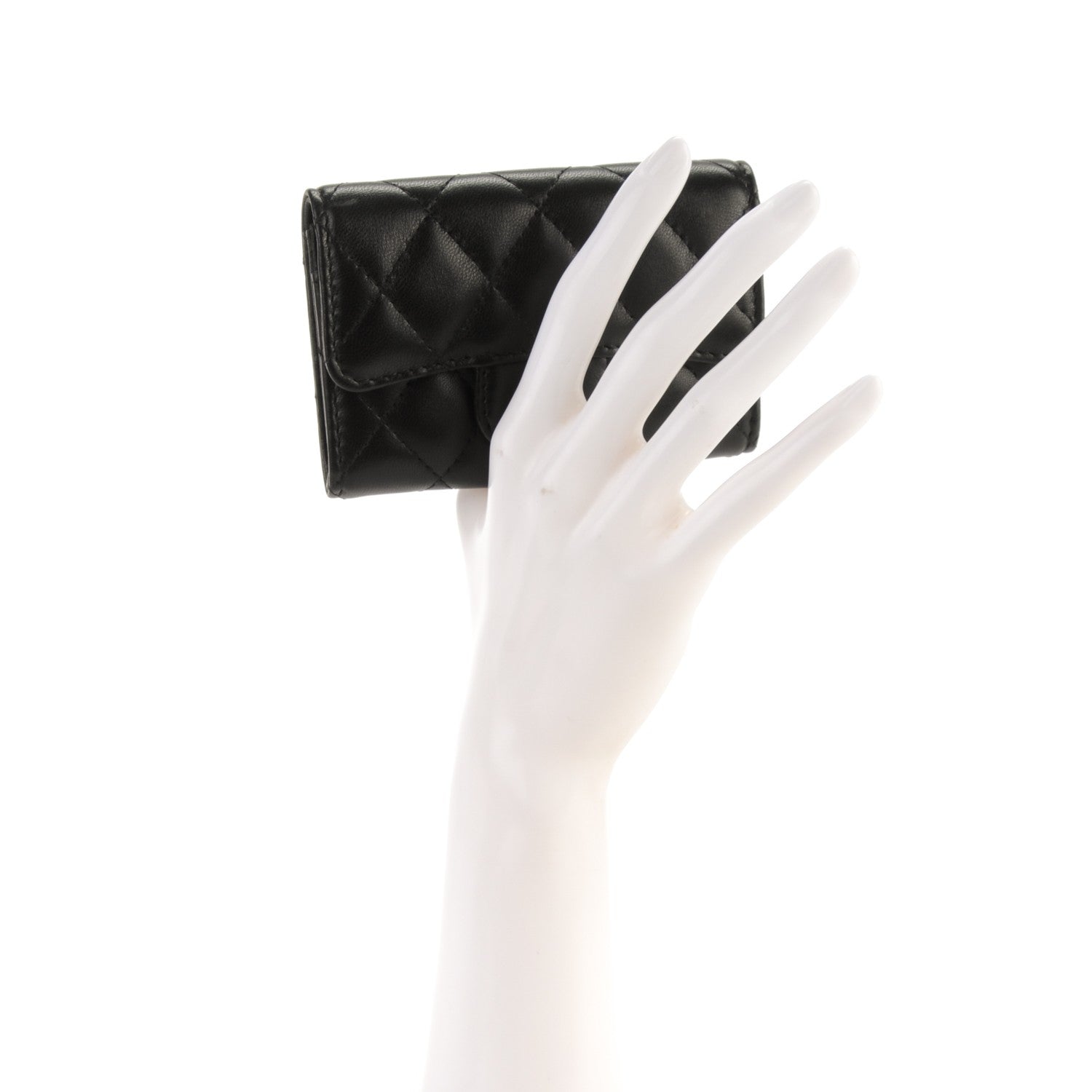 Chanel Lambskin Quilted Flap Card Holder Black 2 of 8