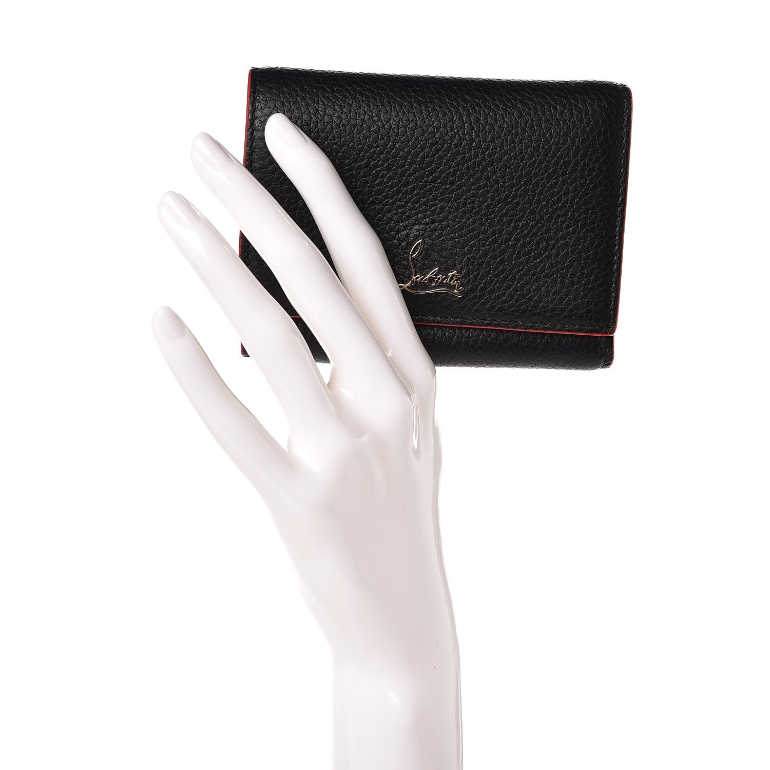 Christian Louboutin Calfskin Boudoir Mini Trifold Wallet Black 2 of 8