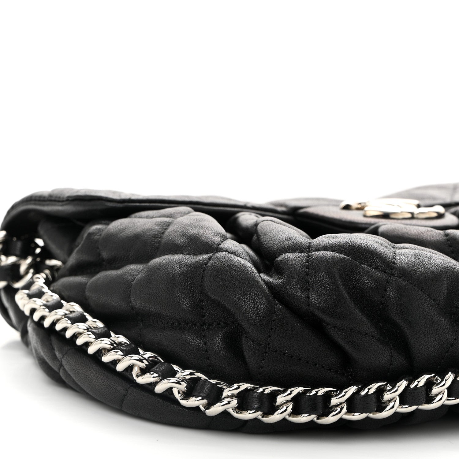 Chanel Washed Lambskin Quilted Medium Chain Around Messenger Black 9 of 11