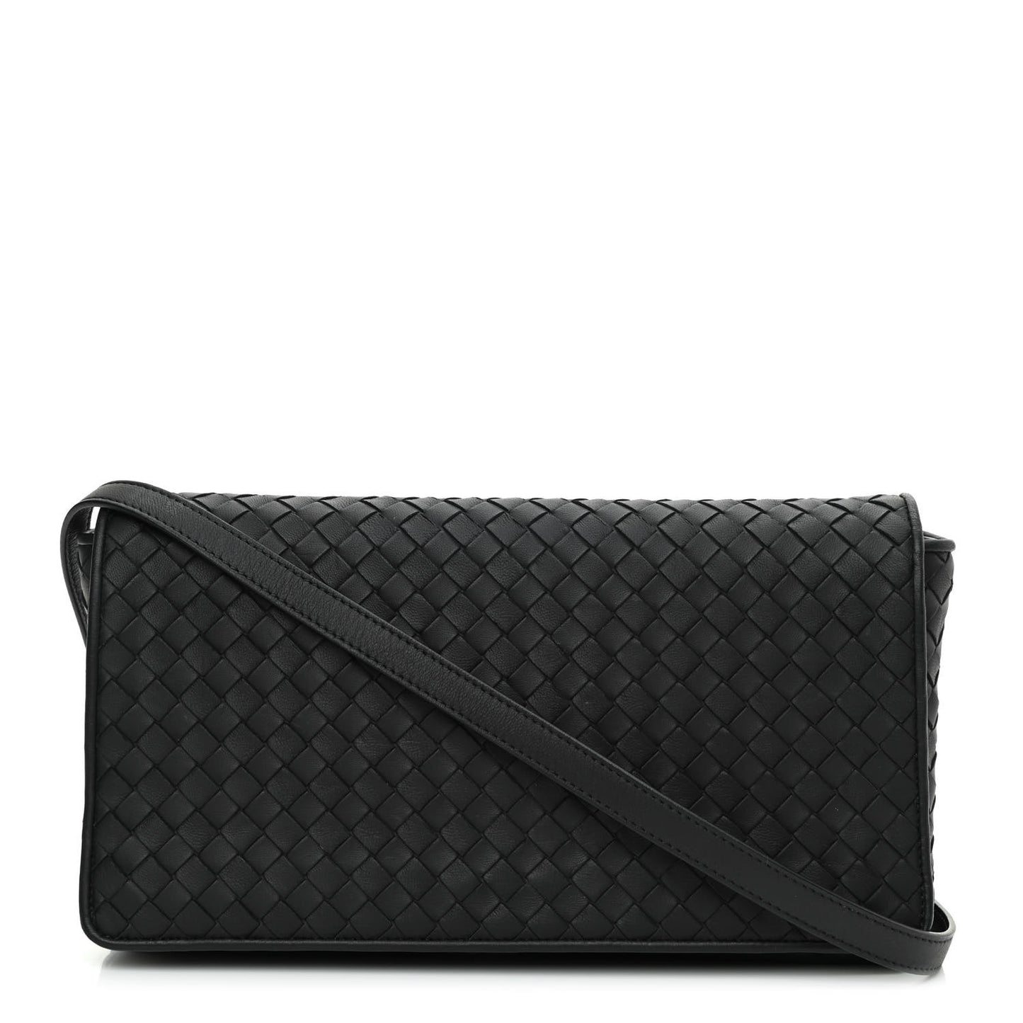 Nappa Intrecciato Crossbody Flap Black