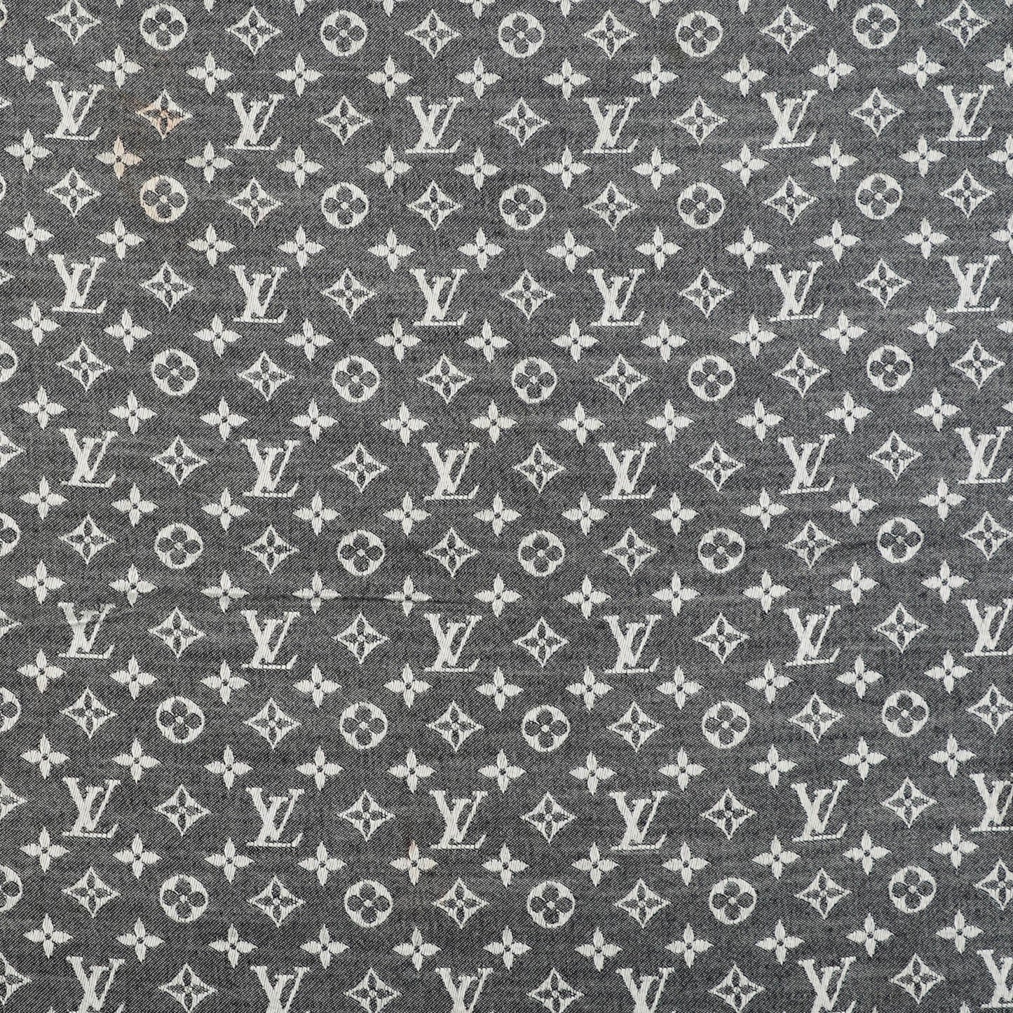 Wool Silk Monogram Denim Shawl Black