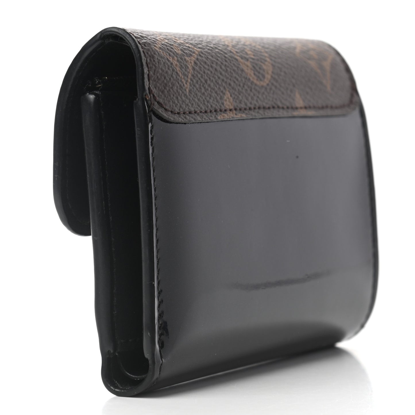 Patent Calfskin Monogram Cherrywood Compact Wallet Black