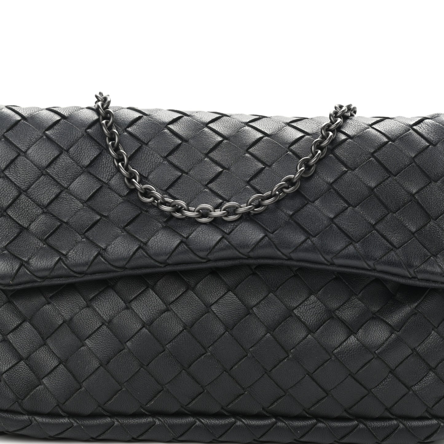 Nappa Intrecciato Mini Chain Messenger Black