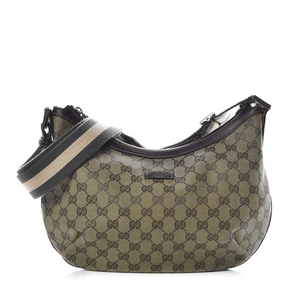 Gucci GG Plus Monogram Web Medium Half Moon Hobo Dark Brown 1 of 10