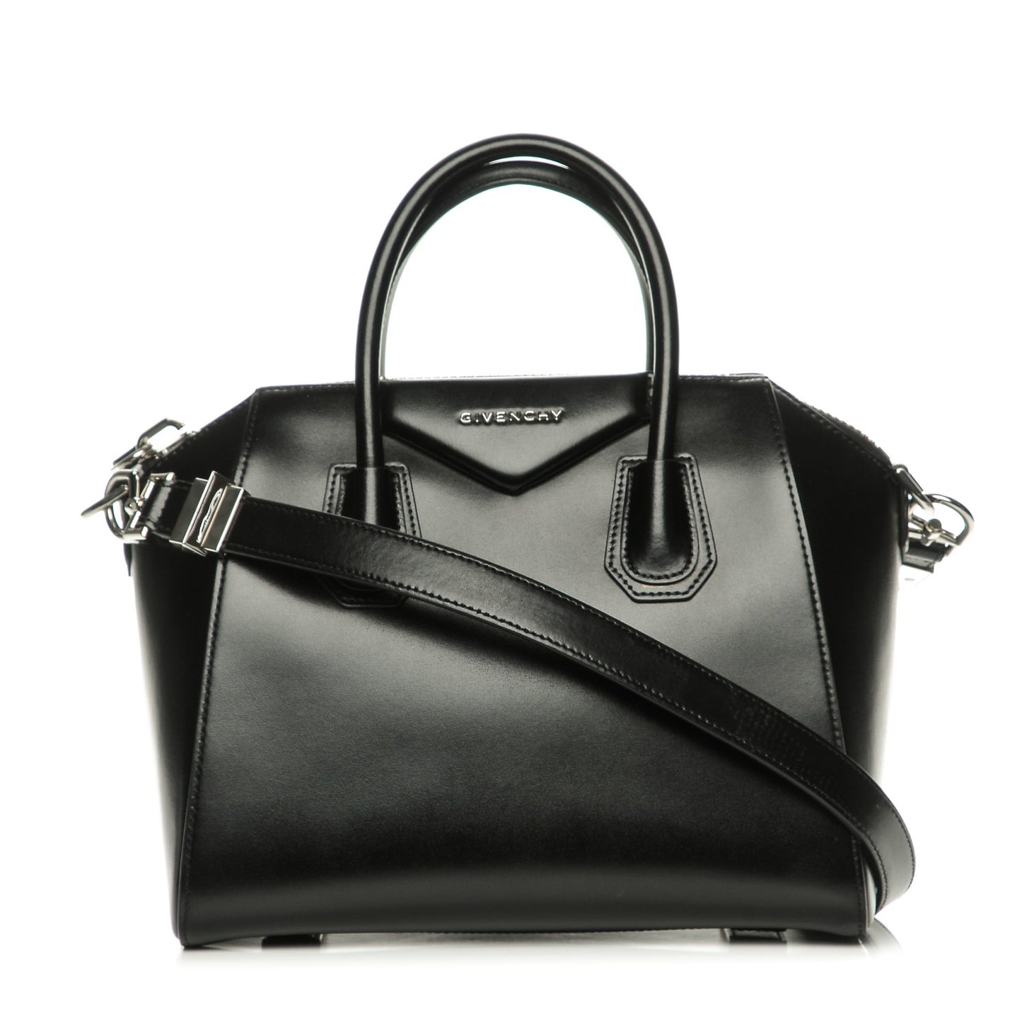 Shiny Lord Calfskin Small Antigona Black