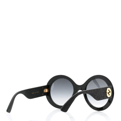 Gucci Acetate Round GG0101S Glitter Sunglasses Black 4 of 7