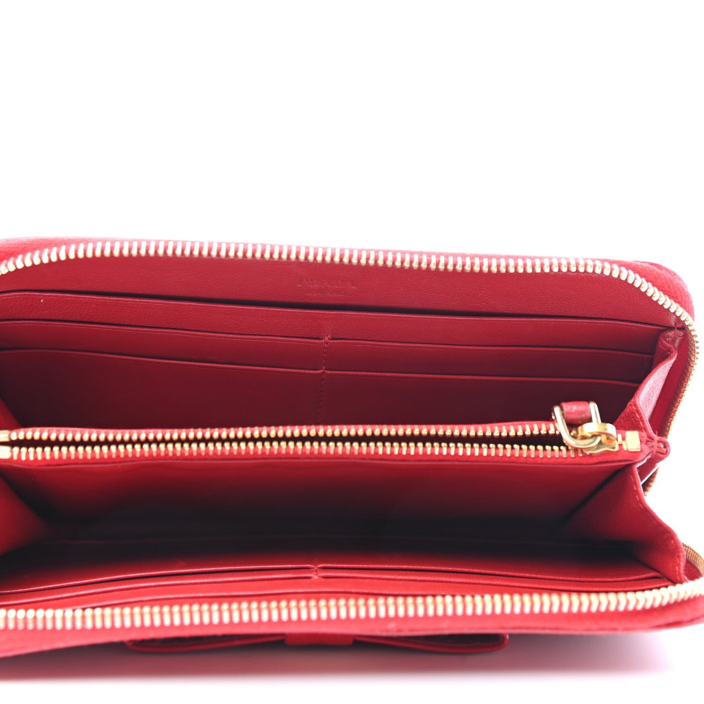 Saffiano Vernice Bow Zip Around Wallet Fuoco