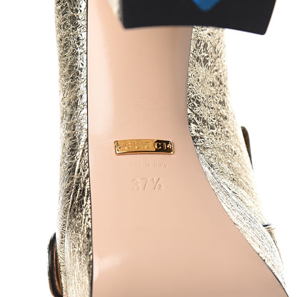 Gucci Galassia GG Marmont Fringe Platform Loafer Pumps 37.5 Platino 6 of 9