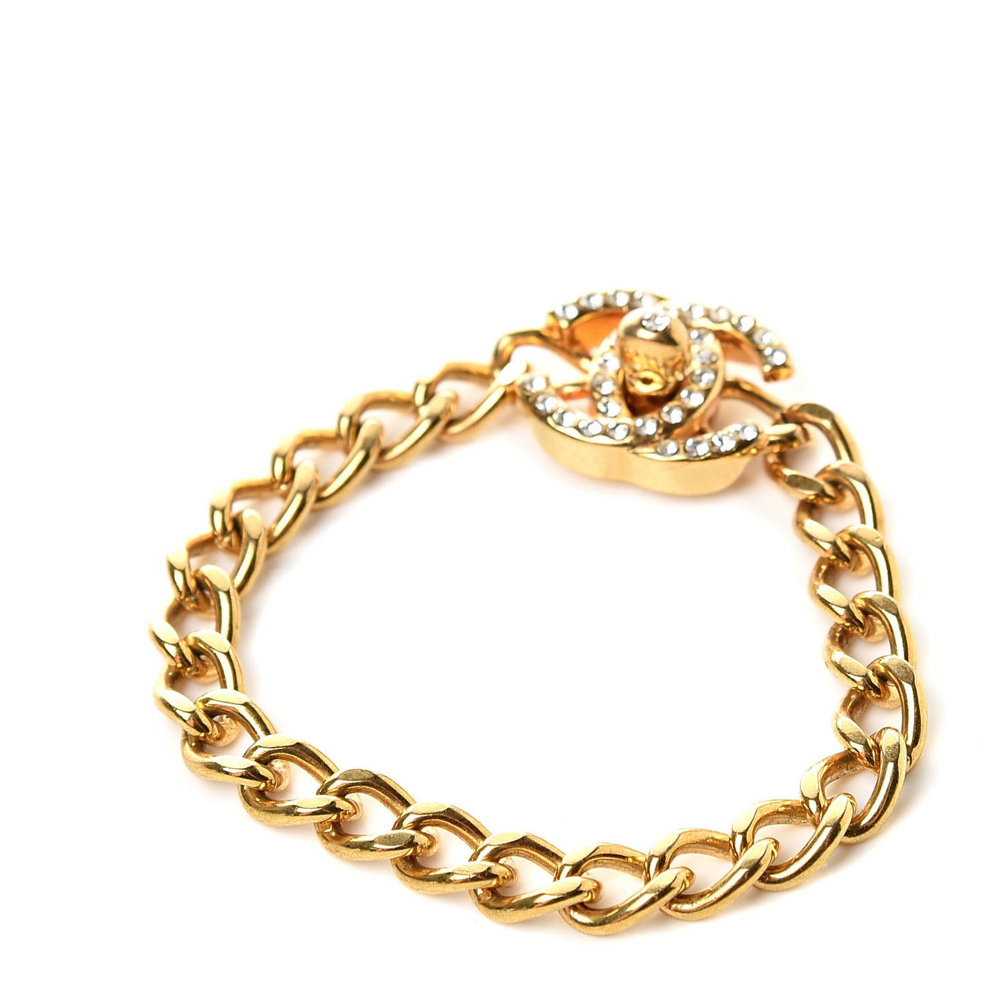 Crystal CC Turn Lock Bracelet Gold