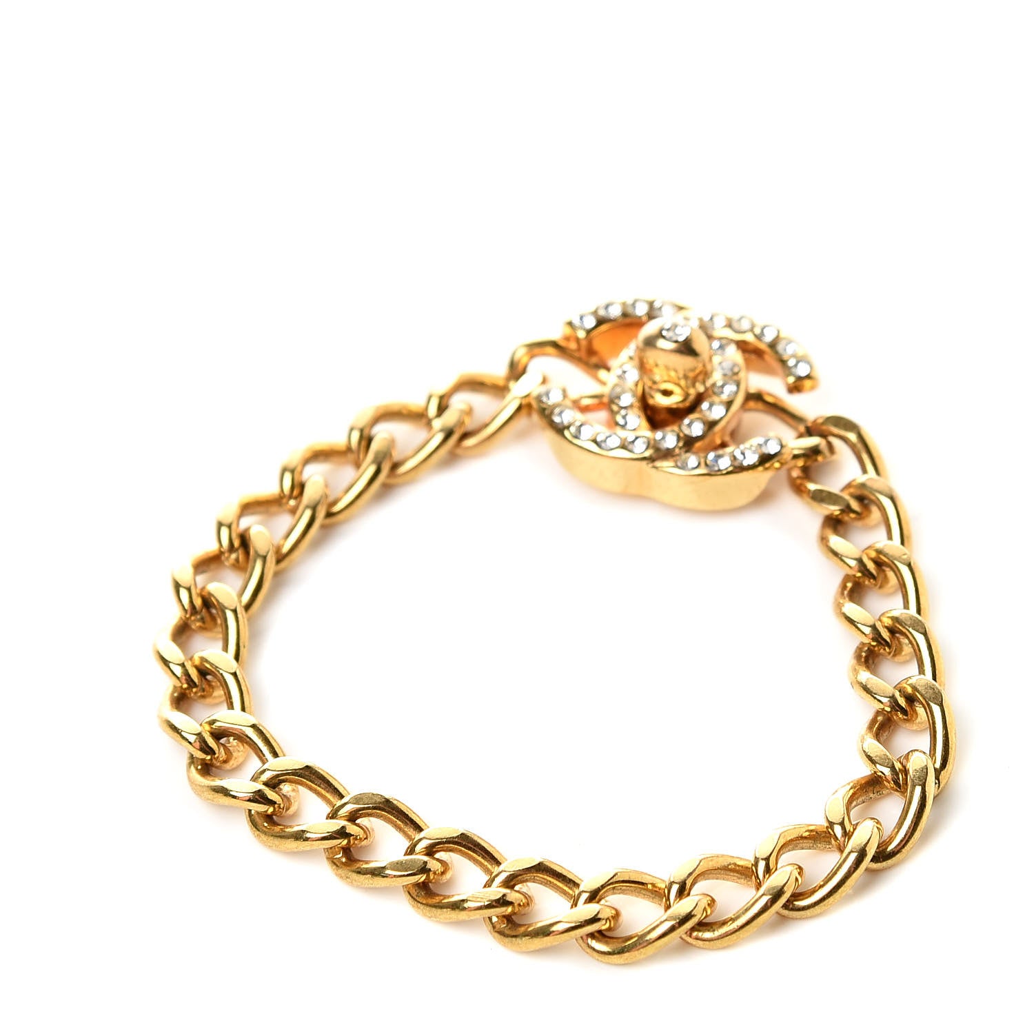 Chanel Crystal CC Turn Lock Bracelet Gold 3 of 6