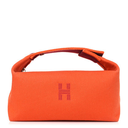 Hermes Canvas Small Bride-A-Brac Pouch Orange Burgundy 1 of 8
